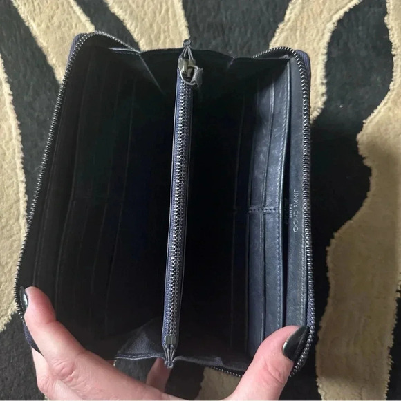 Jimmy Choo Carnaby Zip Around Continental Wallet Silver Studded Stars - Picture 10 of 12